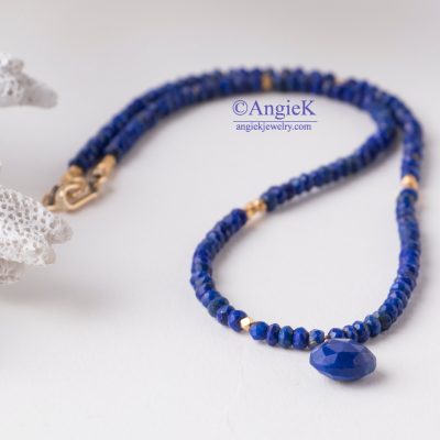 Spring/Summer collection fabulous romantic handmade minimalist look blue Lapis Lazuli gemstone necklace